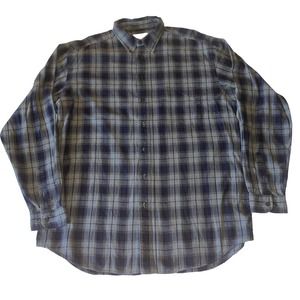 A/K/A Eddie Bauer Button Up Flannel Shirt Men’s XL Tall Blue Plaid Single Pocket